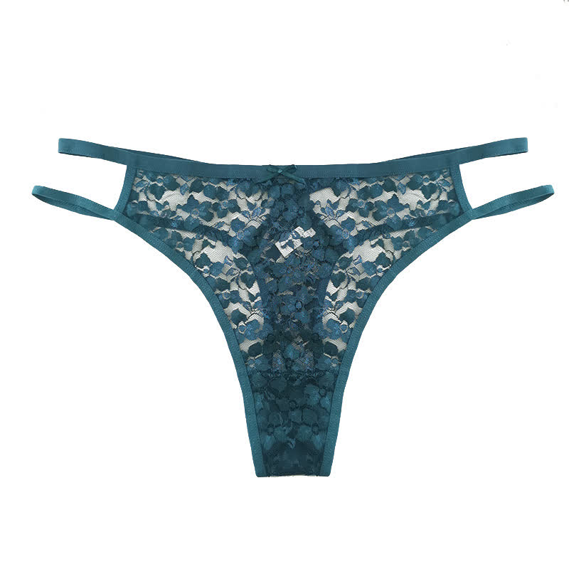 Sexy transparenter Spitzen-Taillen-String mit Hohlsaum (3er-Pack)