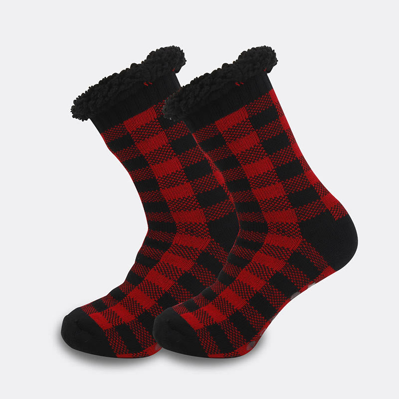 Übergrößen-Hausschuhsocken mit Gitter-Rhombus (2 Paar) - Rot - EU39-44 (US6-10) - image 1