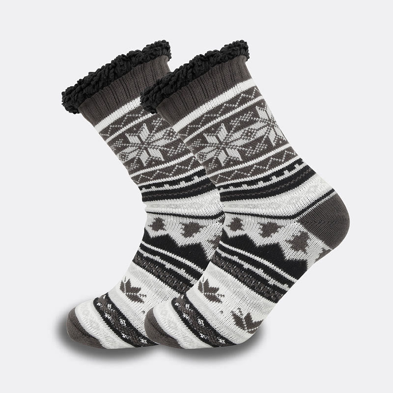 Übergrößen-Hausschuhsocken mit Gitter-Rhombus (2 Paar)