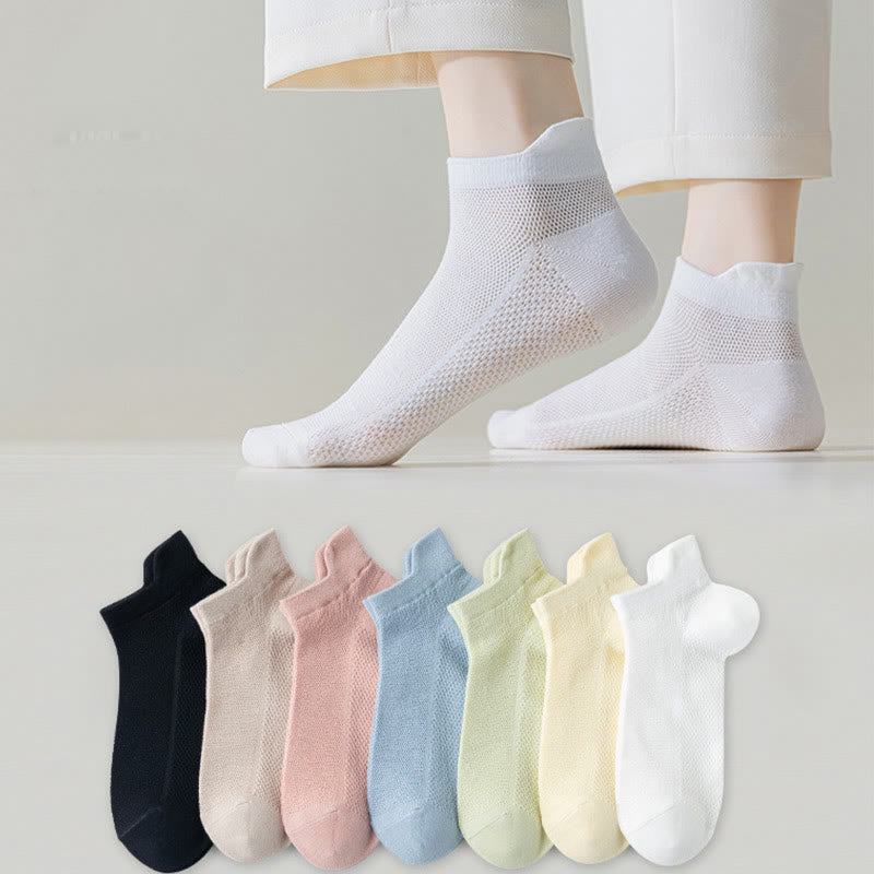 Netz-Söckchen in klassischen Farben (7 Paar)
