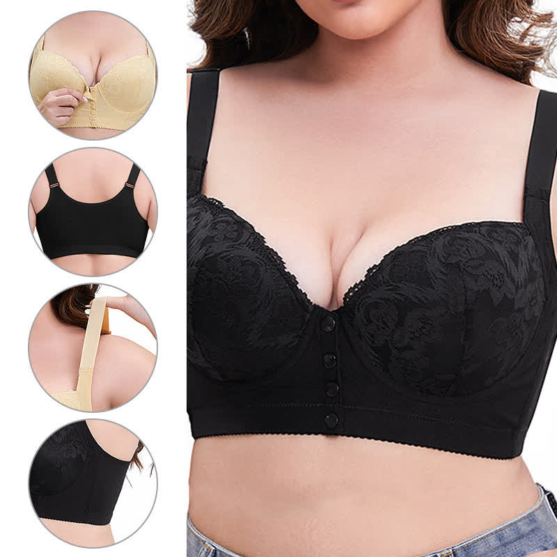 Plus Size Bügel-BH aus Spitze mit Knopfleiste vorne