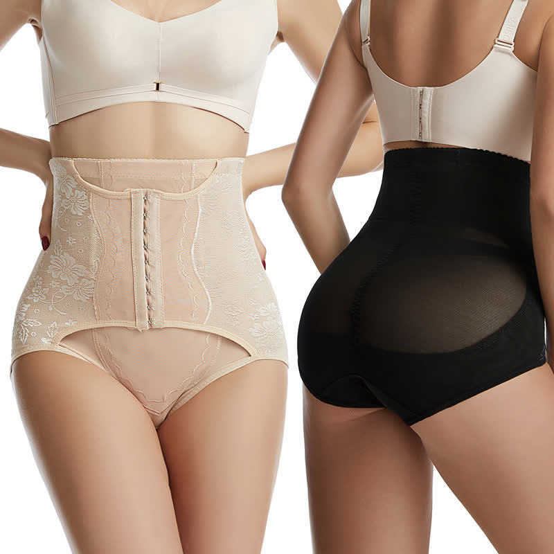 Atmungsaktive Bauchformende Höschen aus Netzstoff mit hoher Taille (2 Packungen)