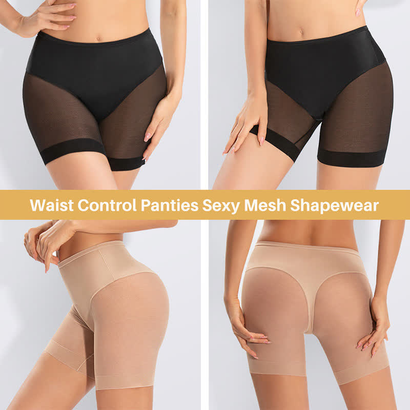 Sexy hochelastische, figurformende Shorts aus Netzstoff mit mittlerer Taille zur Bauchstraffung