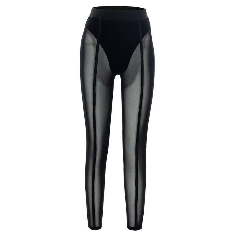 Sexy Strumpfhose mit hoher Taille, durchsichtigem Netzstoff, Hüftlifting und Formgebung