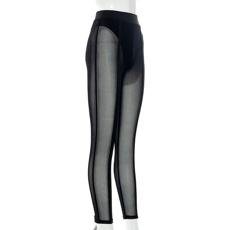 Sexy Strumpfhose mit hoher Taille, durchsichtigem Netzstoff, Hüftlifting und Formgebung