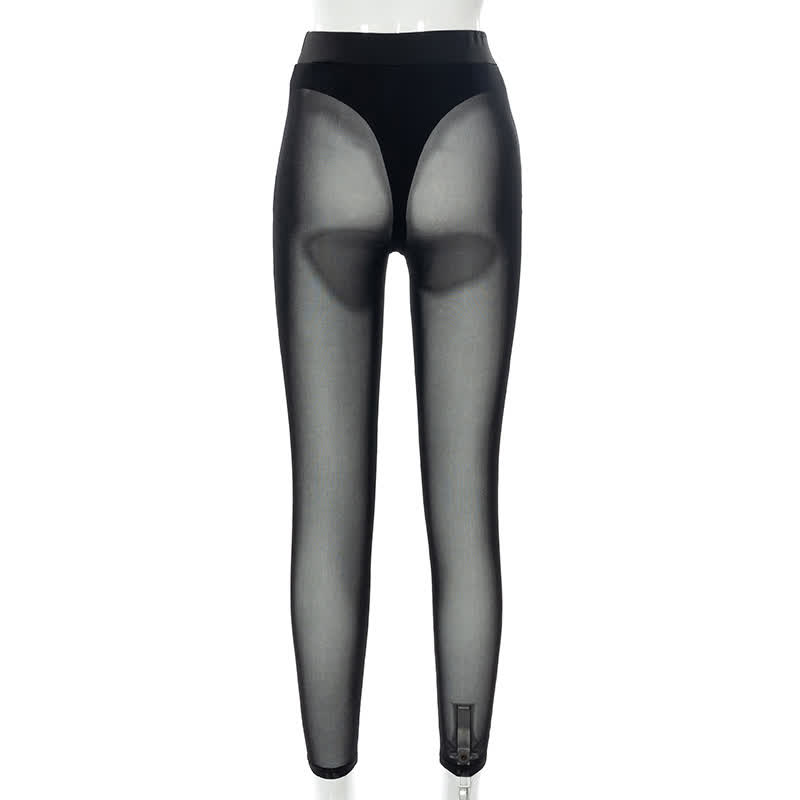 Sexy Strumpfhose mit hoher Taille, durchsichtigem Netzstoff, Hüftlifting und Formgebung