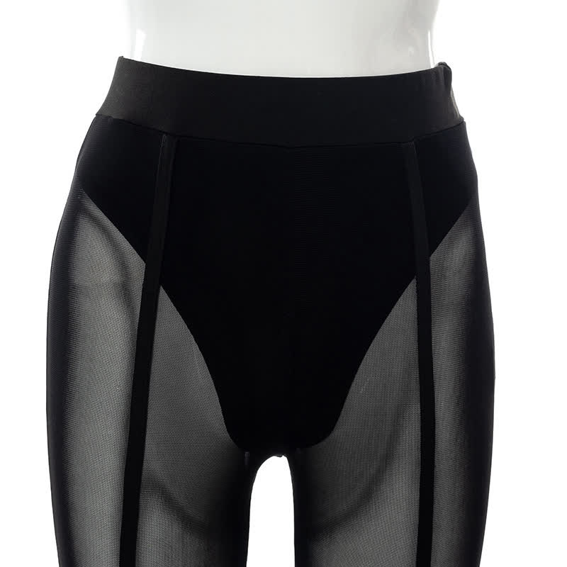 Sexy Strumpfhose mit hoher Taille, durchsichtigem Netzstoff, Hüftlifting und Formgebung