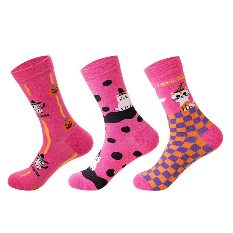 Rosa Katzen-Viertel-Socken in Übergröße (3 Paar) - image 9