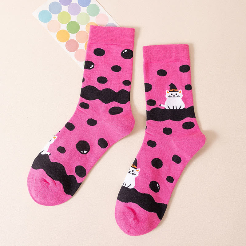 Rosa Katzen-Viertel-Socken in Übergröße (3 Paar) - image 12