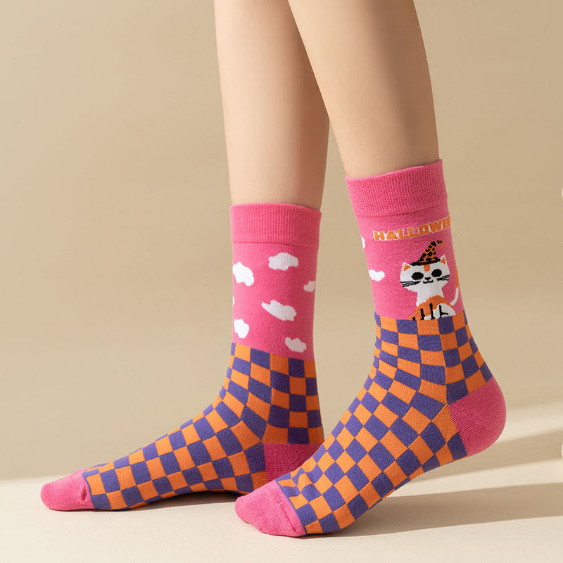 Rosa Katzen-Viertel-Socken in Übergröße (3 Paar) - image 2