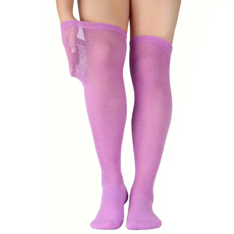 Einfarbige, oberschenkelhohe Diabetikersocken - Lila - EU41.5-46 (US8-12) - image 5