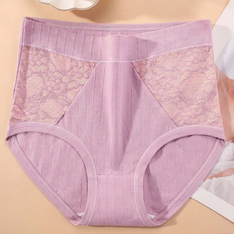 Slips mit hoher Taille aus Baumwollspitze in Übergröße (3er-Pack)