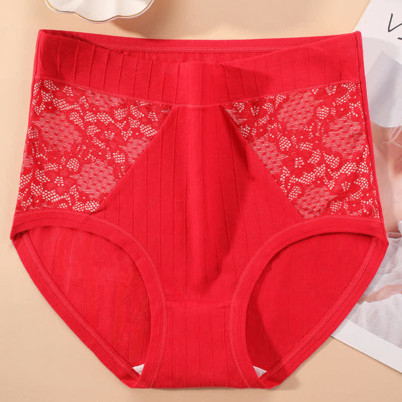 Slips mit hoher Taille aus Baumwollspitze in Übergröße (3er-Pack)