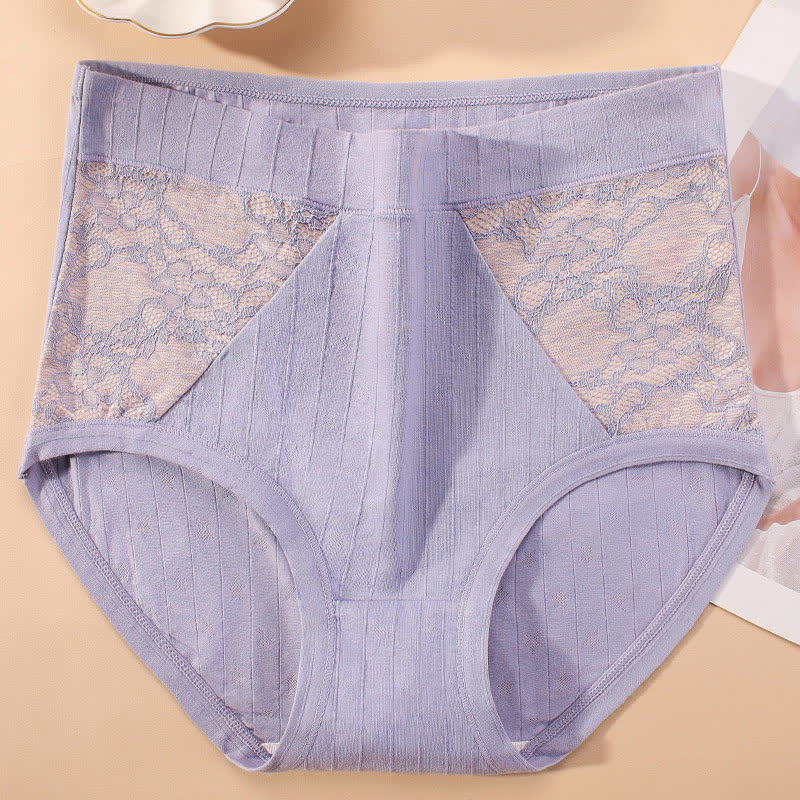 Slips mit hoher Taille aus Baumwollspitze in Übergröße (3er-Pack)