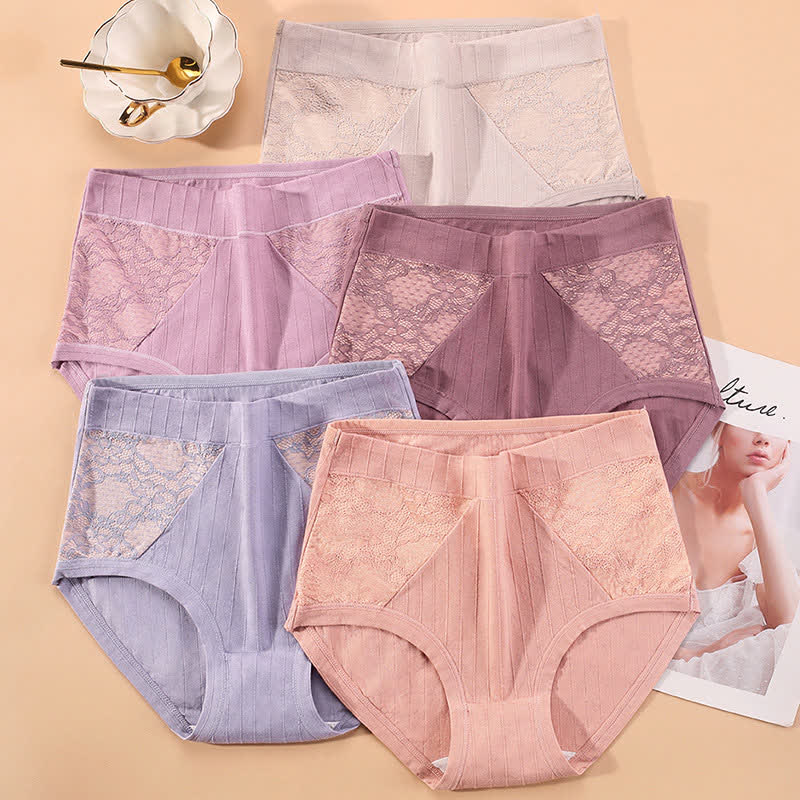 Slips mit hoher Taille aus Baumwollspitze in Übergröße (3er-Pack)