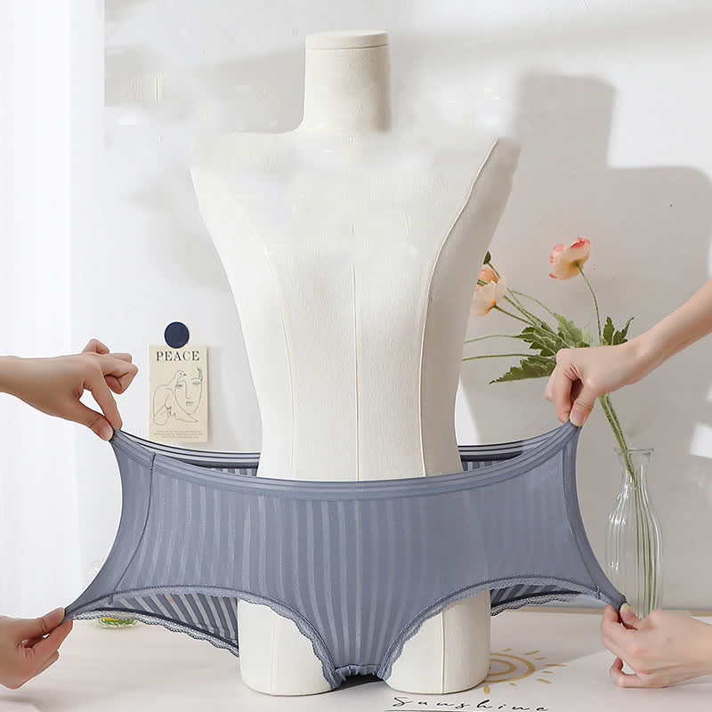 Transparente, dünne Slips aus Eisseide mit mittlerer Taille in Übergröße (3er-Pack)