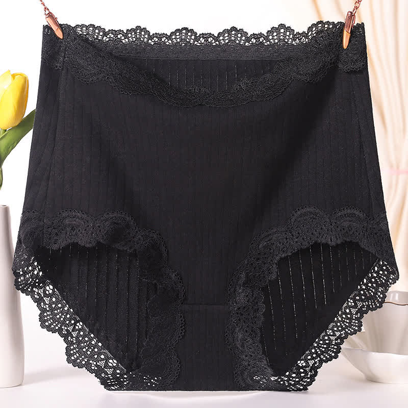Atmungsaktive Slips aus Baumwollspitze mit hoher Taille in Übergröße (3er-Pack)