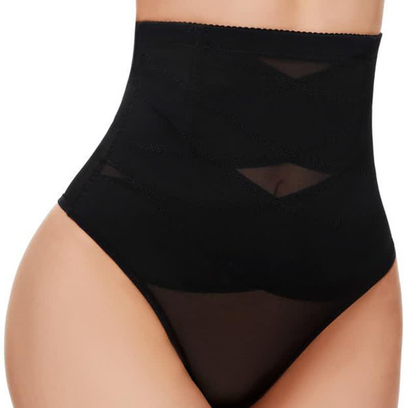 Dünner Crossover-String aus formendem Netzstoff mit hoher Taille