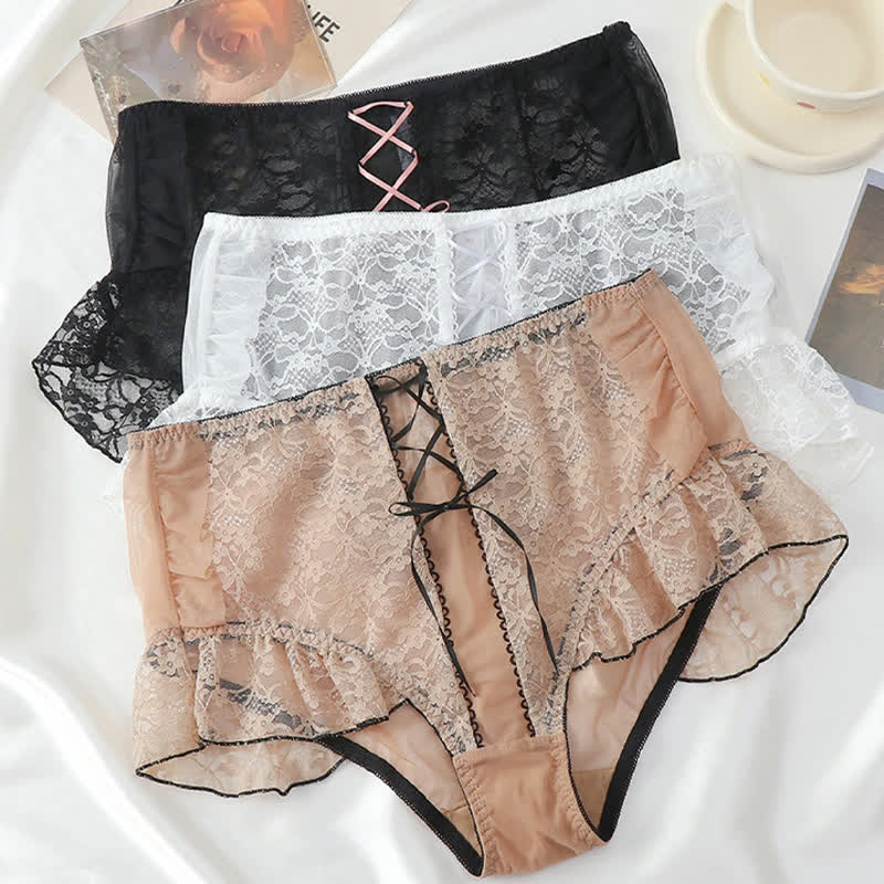 Sexy Slips mit hoher Taille und atmungsaktiver Spitze in Übergröße (2er-Pack)