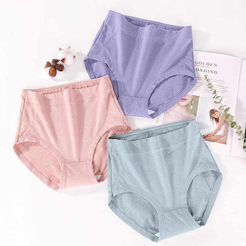 Einfarbige Basic-Höschen aus Baumwolle in Übergröße mit hoher Taille (3er-Pack)