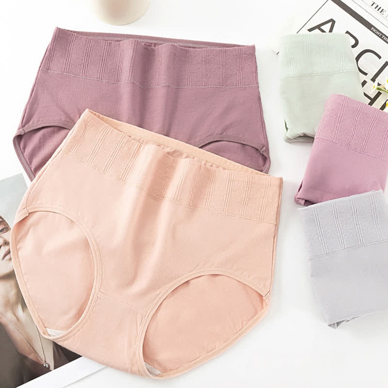 Atmungsaktive Slips aus Baumwolle mit hoher Taille und Jacquardmuster in Übergröße (3er-Pack)