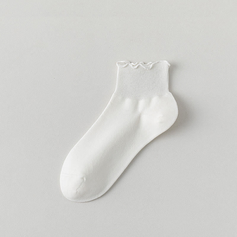 Einfarbige Knöchelsocken mit Spitze (10 Paar)