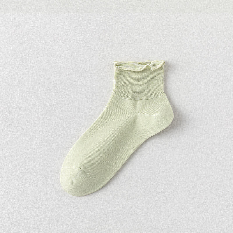 Einfarbige Knöchelsocken mit Spitze (10 Paar)