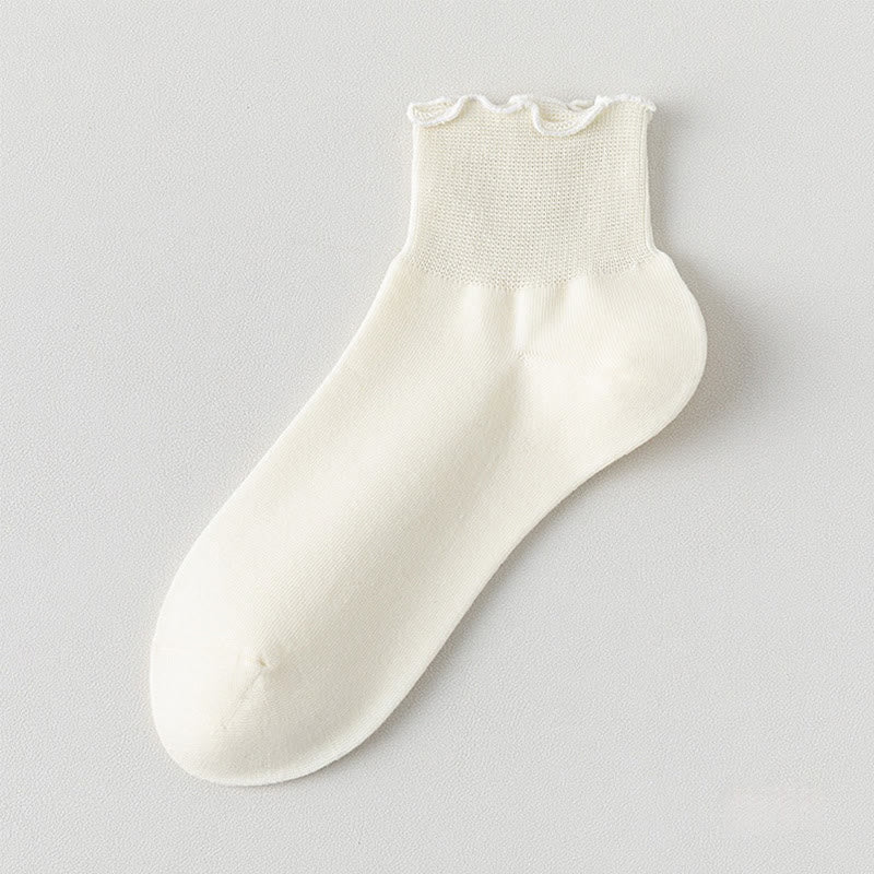 Einfarbige Knöchelsocken mit Spitze (10 Paar)
