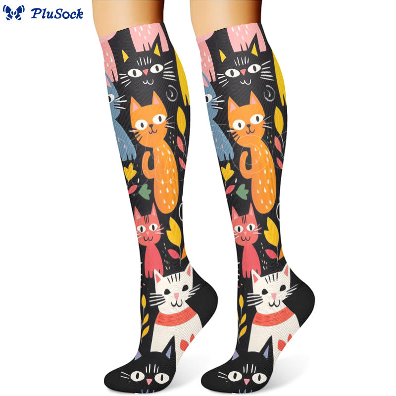 Kompressionsstrümpfe mit Cartoon-Katze (3 Paar) - image 3