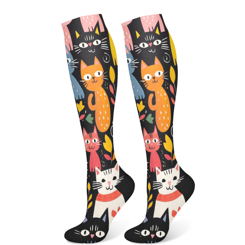 Kompressionsstrümpfe mit Cartoon-Katze (3 Paar) - Schwarz (1 Paar) - S/M - image 6