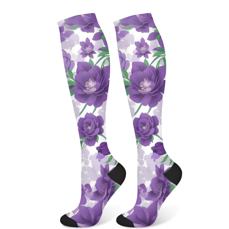 Kompressionsstrümpfe der Purple Flower-Serie (3 Paar) - Lila (1 Paar) - S/M - image 7