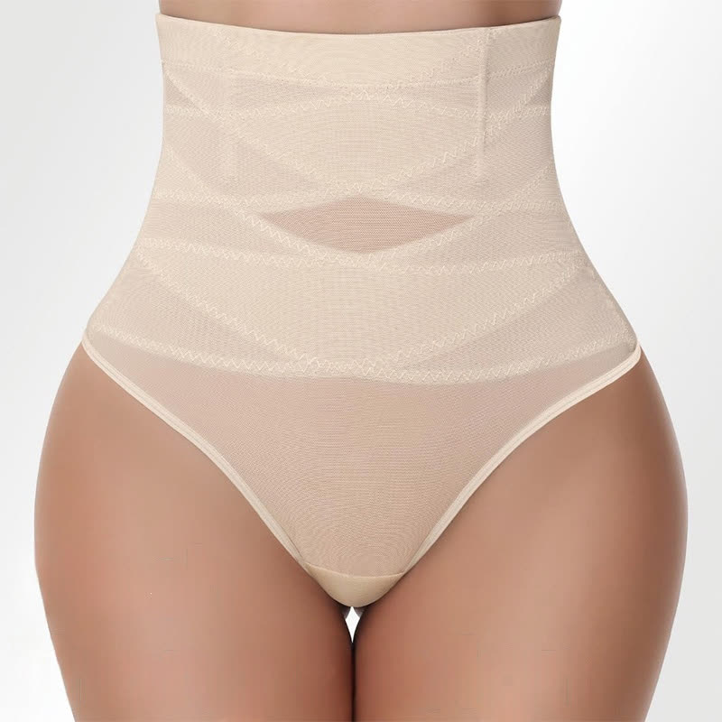 Dünner Crossover-String aus formendem Netzstoff mit hoher Taille