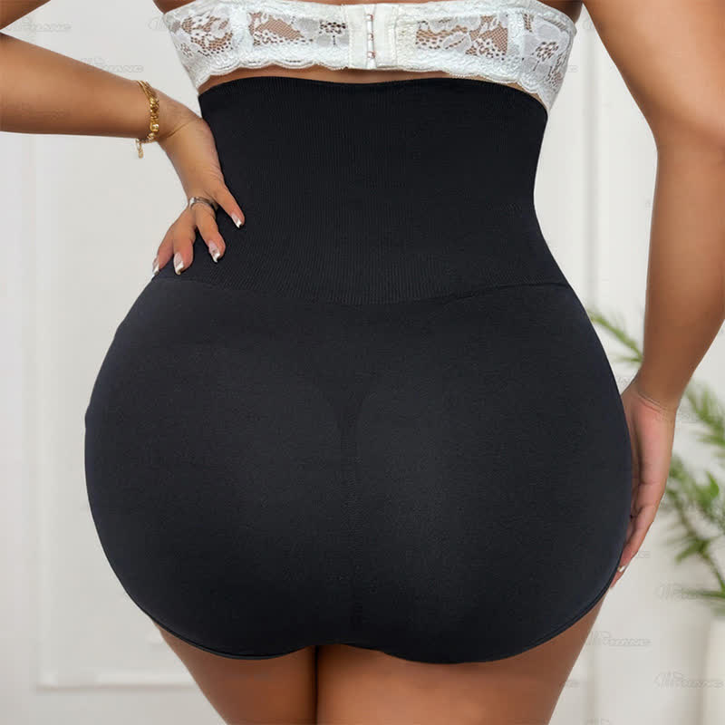 Einfarbiger, bauchstraffender Shapewear-Slip mit hoher Taille