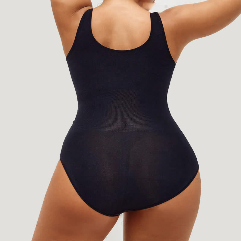 Schwarzer nahtloser Shapewear-Bodysuit mit Hüftlift, einteilig