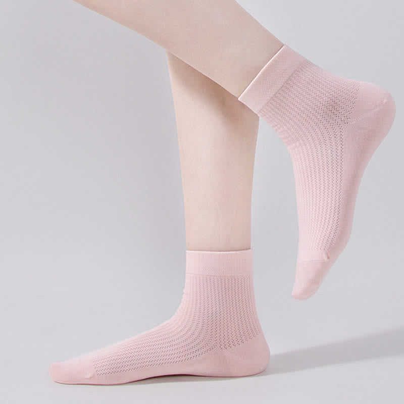 Einfarbige Viertelsocken aus Baumwollnetz (7 Paar)