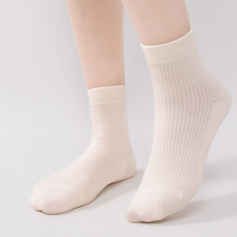 Einfarbige Viertelsocken aus Baumwollnetz (7 Paar)