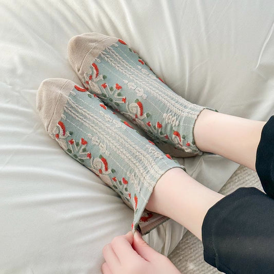 Retro-Söckchen mit 3D-Relief (5 Paar)