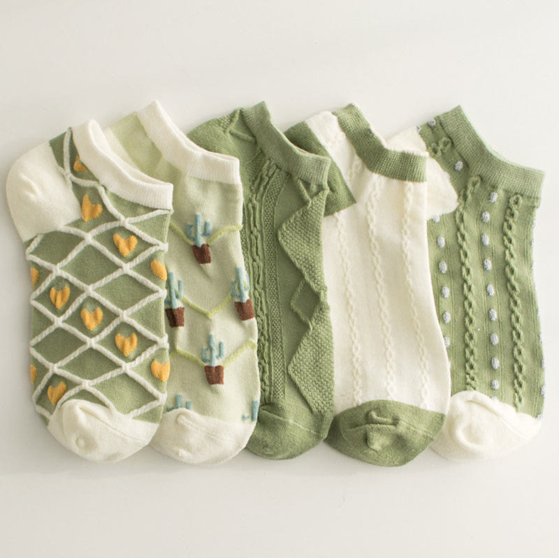 Grüne Kaktus-Söckchen (5 Paar) - Mehrfarbig - EU36-40 (US3-7) - image 3