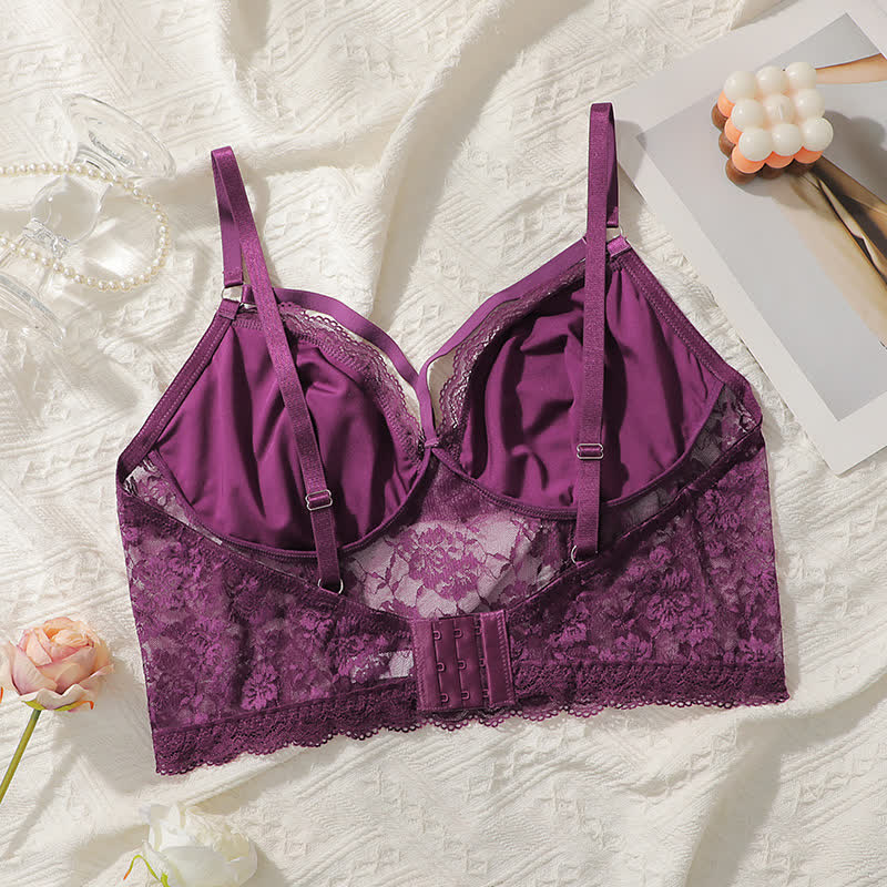 Lila Sexy Spitze Brust Kreuz Wireless BH