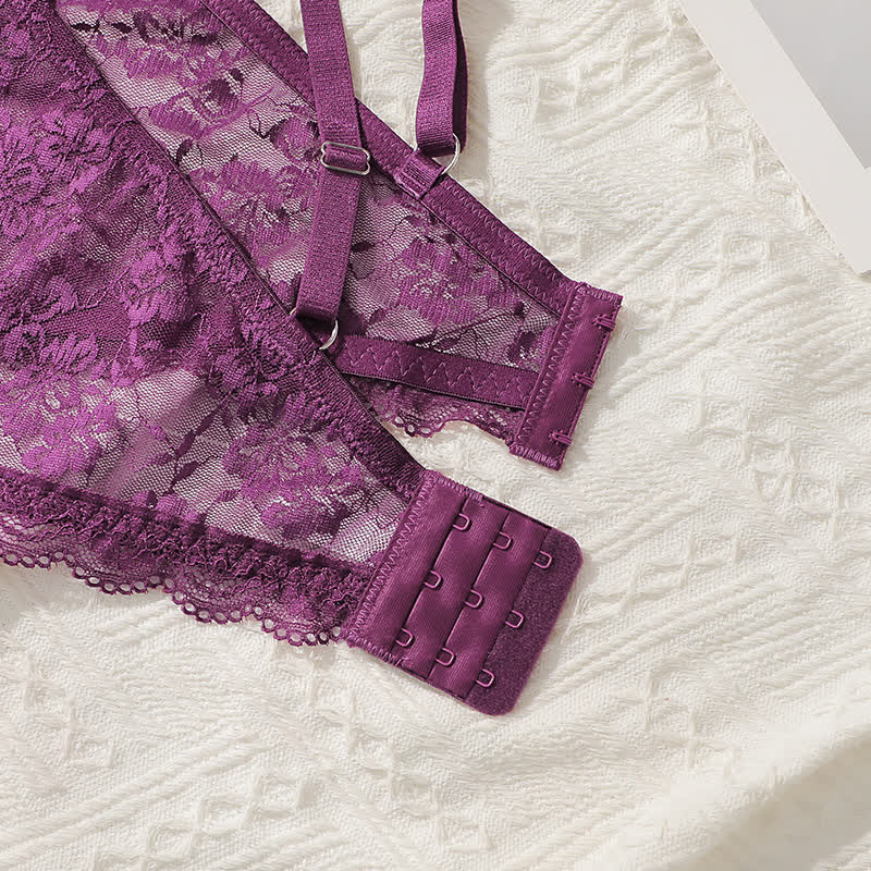 Lila Sexy Spitze Brust Kreuz Wireless BH