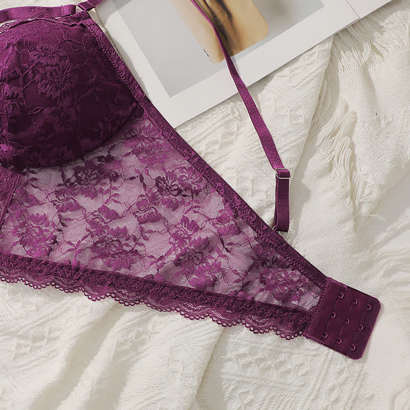 Lila Sexy Spitze Brust Kreuz Wireless BH