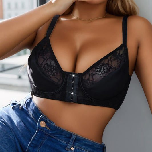 Push-Up-Bügel-BH mit Frontverschluss und Spitze