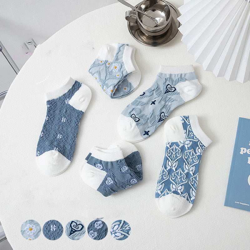 Söckchen mit blauen Blumen (5 Paar) - image 2