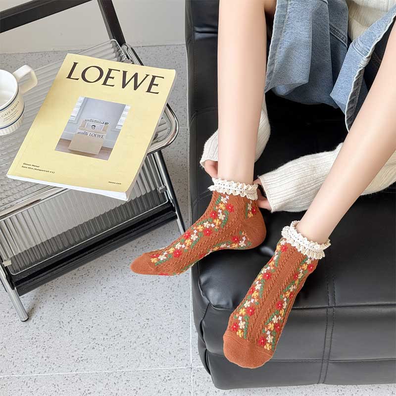 Söckchen mit Retro-Blumenmuster (5 Paar) - image 9