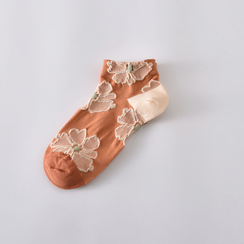 Elegante Blumen-Söckchen (5 Paar)