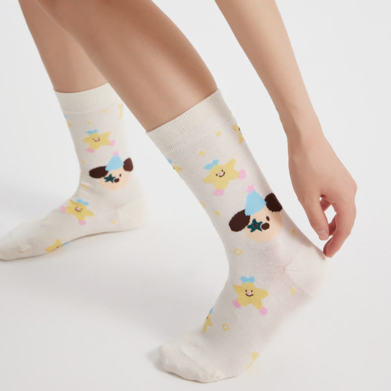 Viertelsocken mit niedlicher Cartoon-Illustration (5 Paar) - image 2
