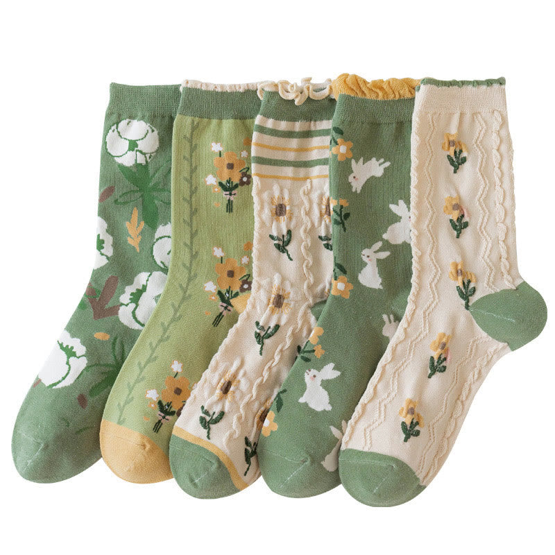 Viertelsocken mit Waldblumen-Staubblättern (5 Paar) - image 9