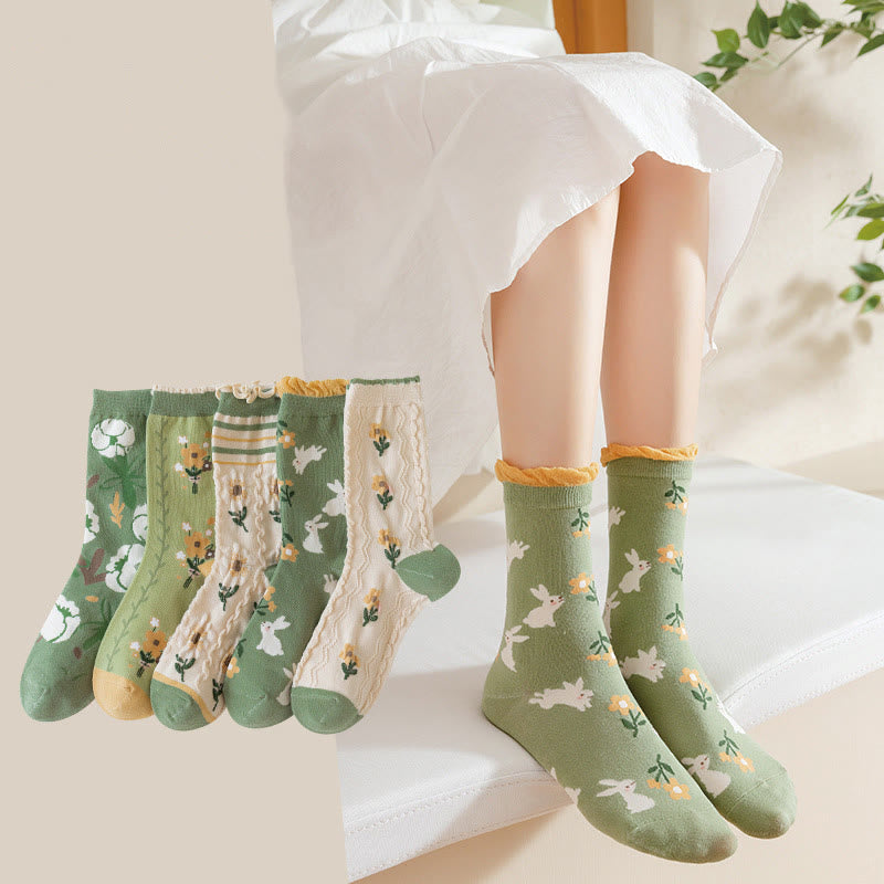 Viertelsocken mit Waldblumen-Staubblättern (5 Paar) - image 8