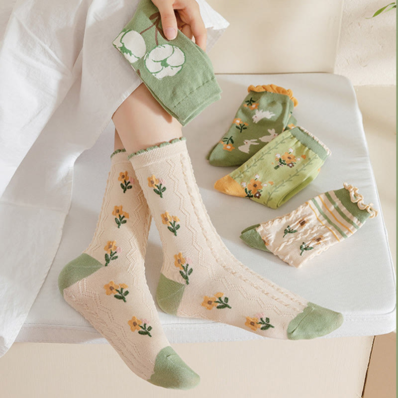 Viertelsocken mit Waldblumen-Staubblättern (5 Paar) - image 2