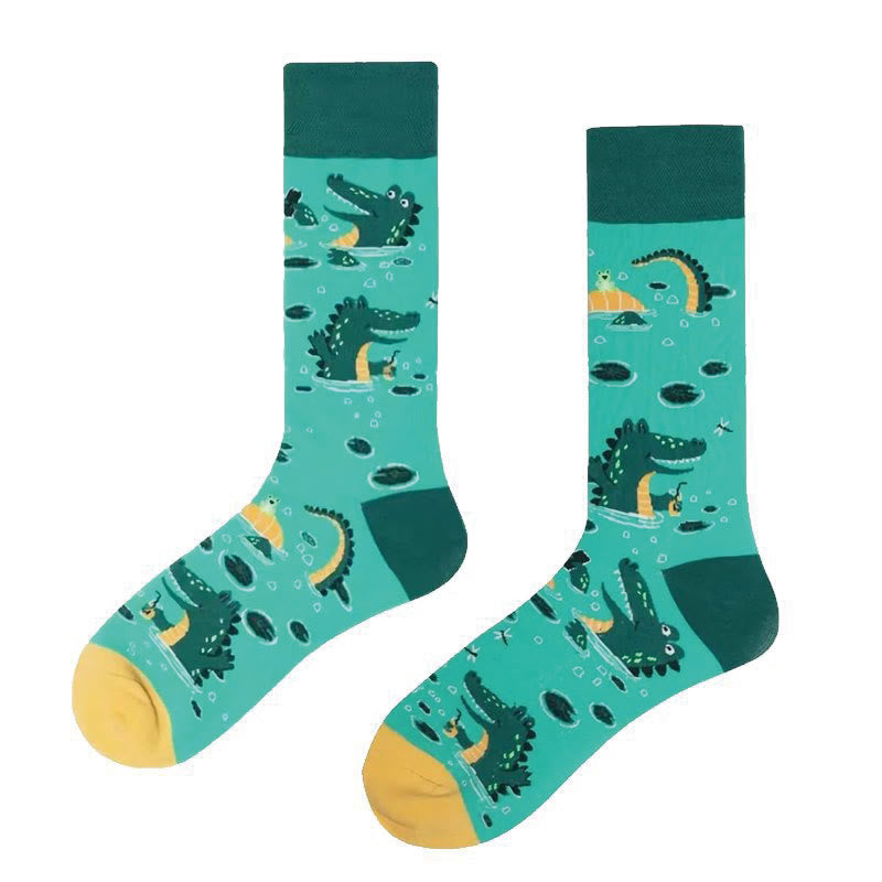 Viertelsocken mit Krokodil-Kaninchen-Motiv in Übergröße (6 Paar)